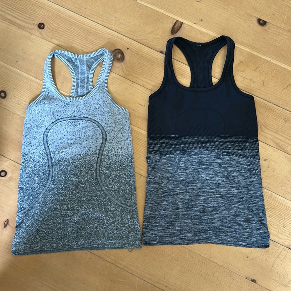 🟠 Lululemon Racerback Tank Tops - gray and Black. Size 4.
